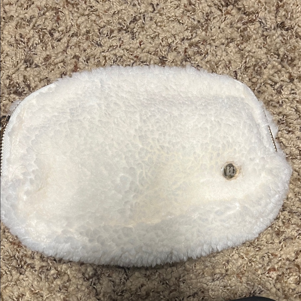 Elegant White and Rose Gold Fluffy Pouch
